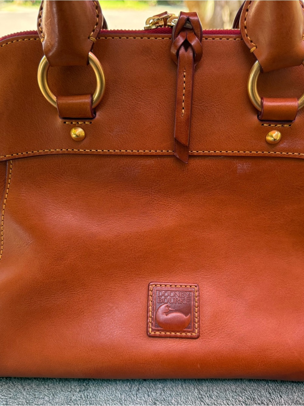 Dooney & Bourke Brown Leather Satchel with Gold Hardware - Picture 2 of 12